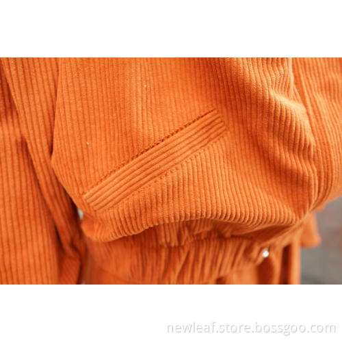 Essential Round neck items corduroy single-breasted jacket